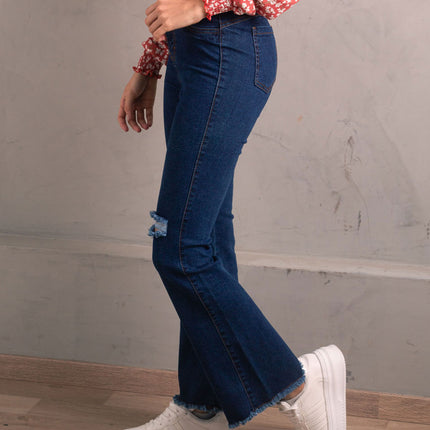 Pantalón Acampanado - Azul Cristal Roto Basta