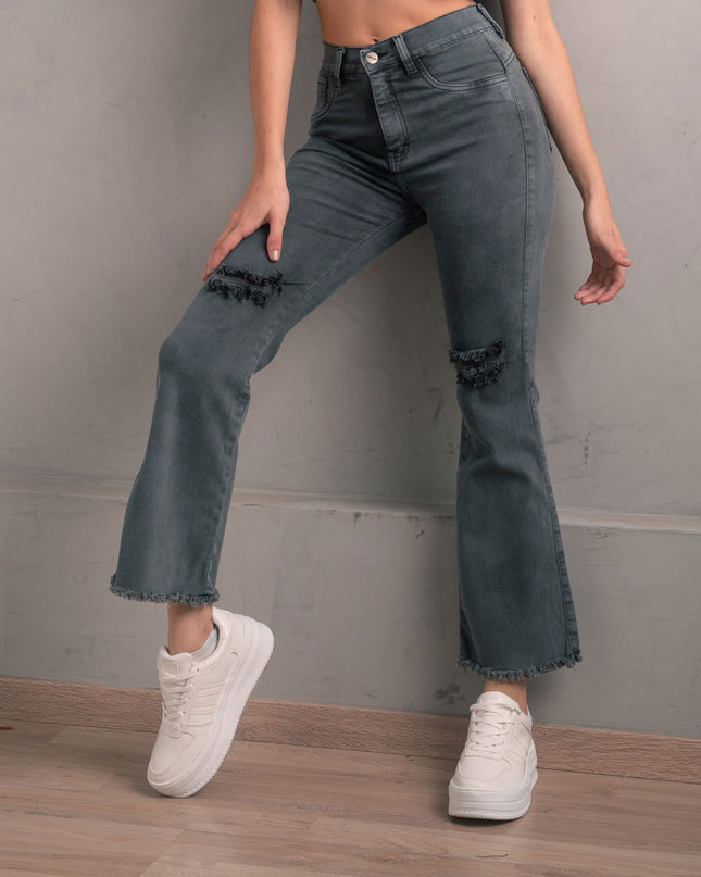 Pantalón Acampanado 4.0 - Gris Rasgado