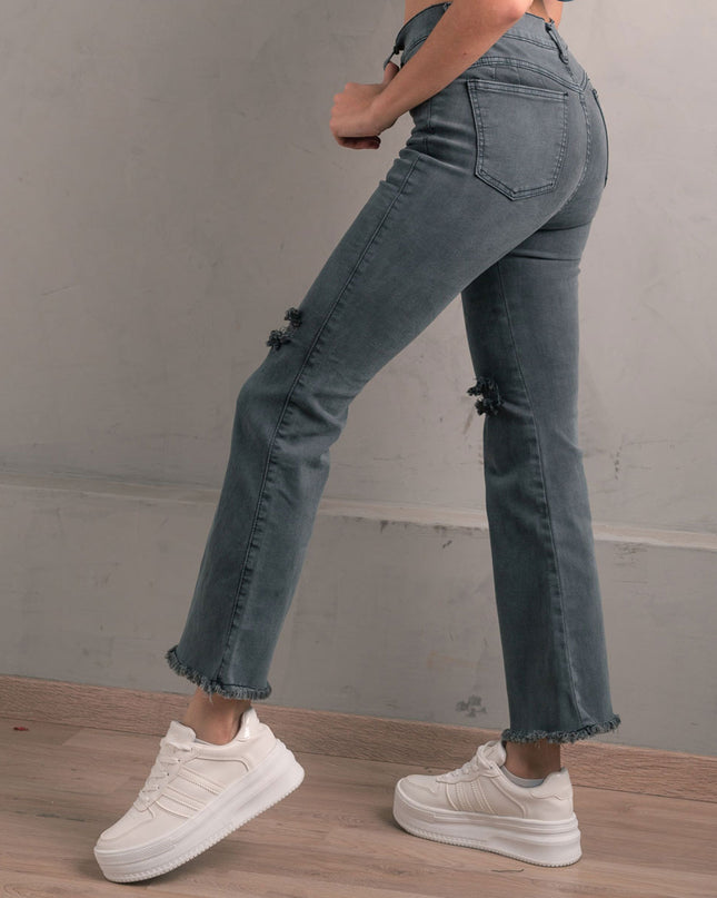 Pantalón Acampanado 4.0 - Gris Rasgado
