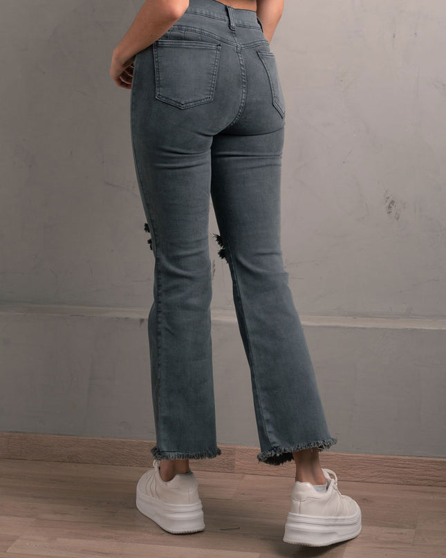 Pantalón Acampanado 4.0 - Gris Rasgado