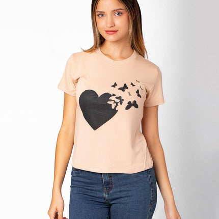Polo Barú 10.0 - Corazón con Mariposas - Beige
