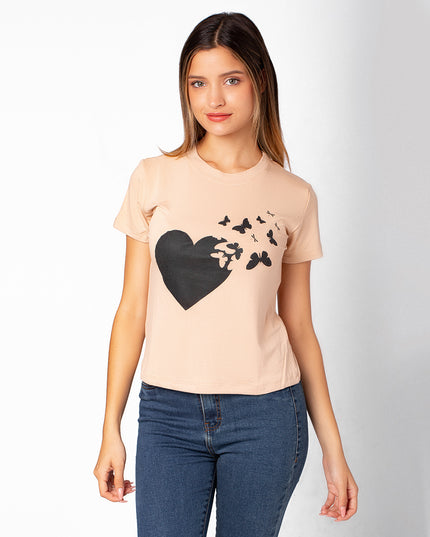 Polo Barú 10.0 - Corazón con Mariposas - Beige