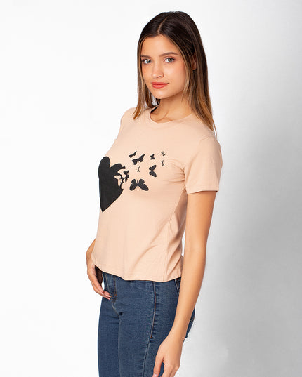 Polo Barú 10.0 - Corazón con Mariposas - Beige