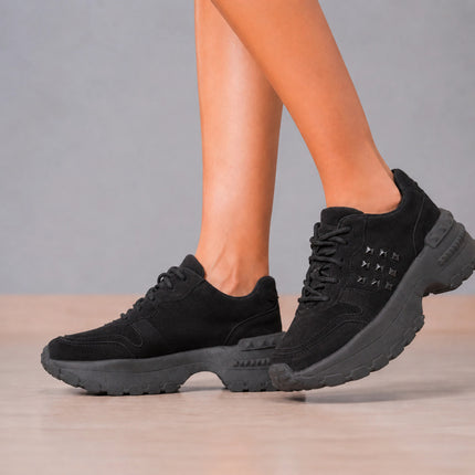 Zapatillas Urbanas Mujer Talavera - Negro Gamuza