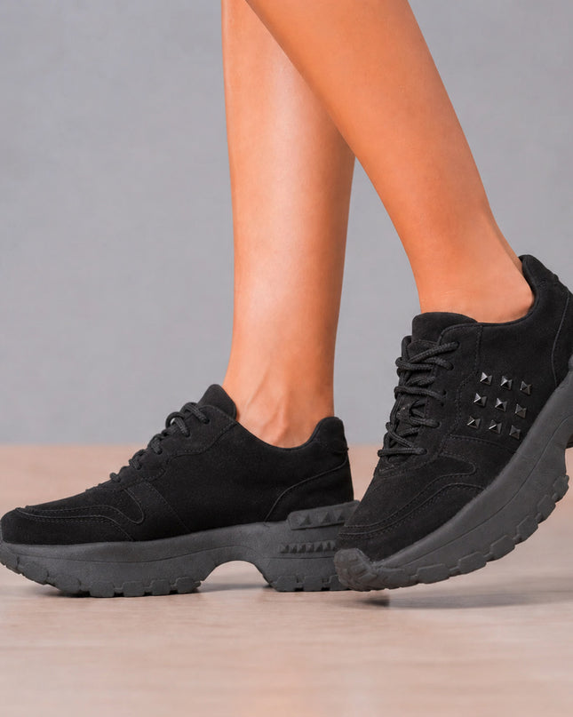 Zapatillas Urbanas Mujer Talavera - Negro Gamuza
