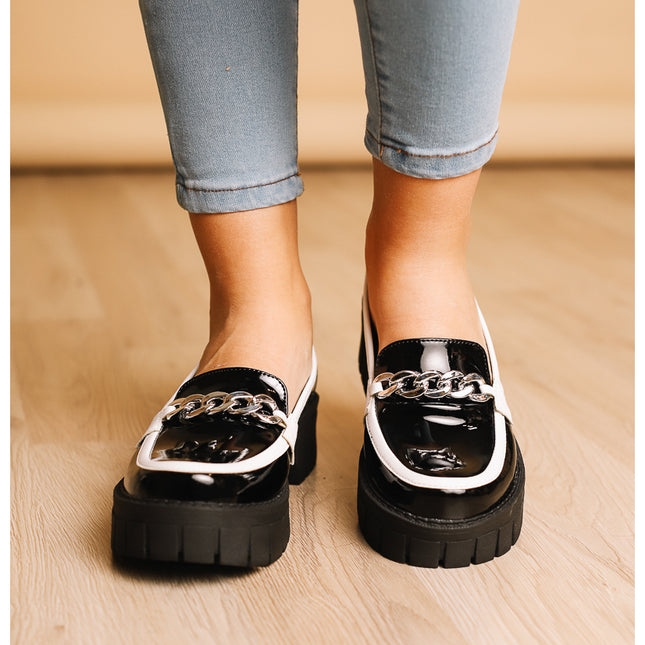Mocasines Mujer Antalya - Negro con blanco