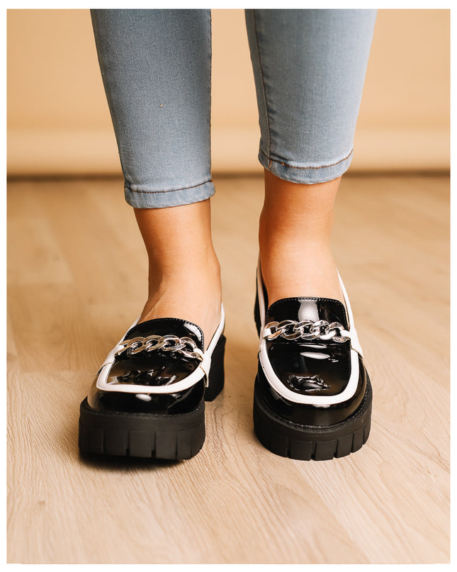 Mocasines Mujer Antalya - Negro con blanco