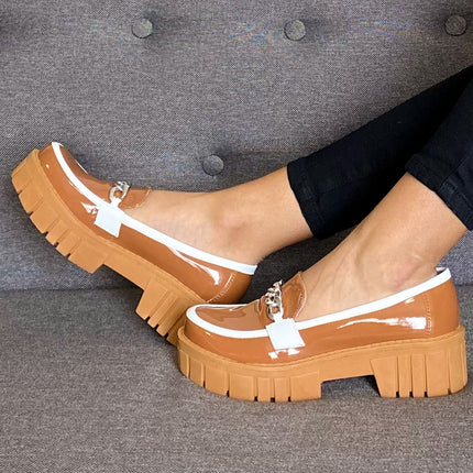 Mocasines Mujer Antalya - Camel con blanco