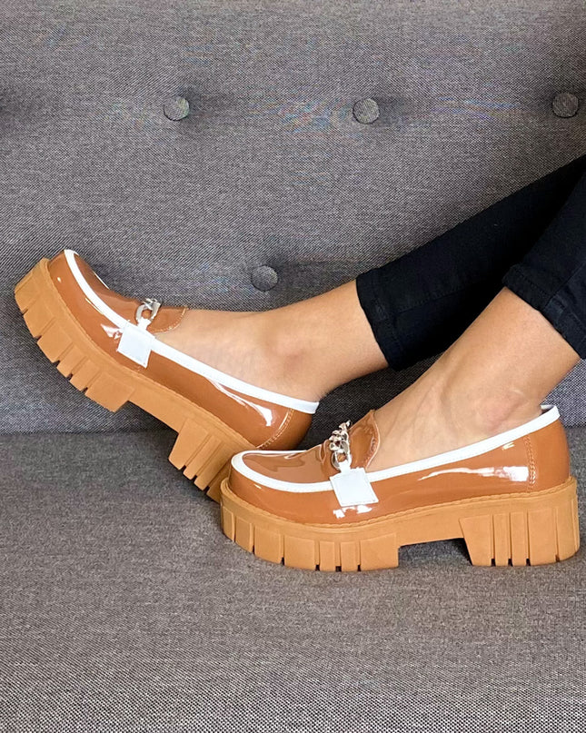 Mocasines Mujer Antalya - Camel con blanco