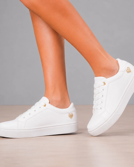 Zapatillas Urbanas Mujer Arezzo - Blanco Corazón Dorado