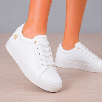 Zapatillas Urbanas Mujer Arezzo - Blanco Corazón Dorado