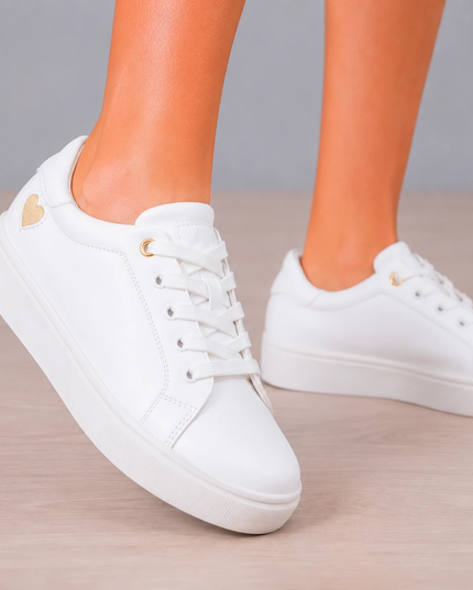 Zapatillas Urbanas Mujer Arezzo - Blanco Corazón Dorado