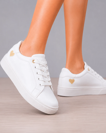 Zapatillas Urbanas Mujer Arezzo - Blanco Corazón Dorado