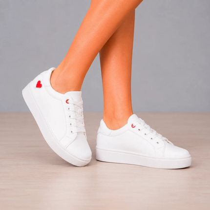 Zapatillas Urbanas Mujer Arezzo - Blanco Corazón Rojo