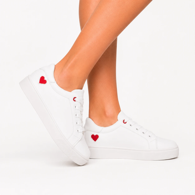 Zapatillas Urbanas Mujer Arezzo - Blanco Corazón Rojo