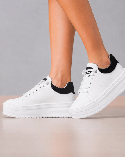 Zapatillas Urbanas Mujer Barein - Blanco Con Negro