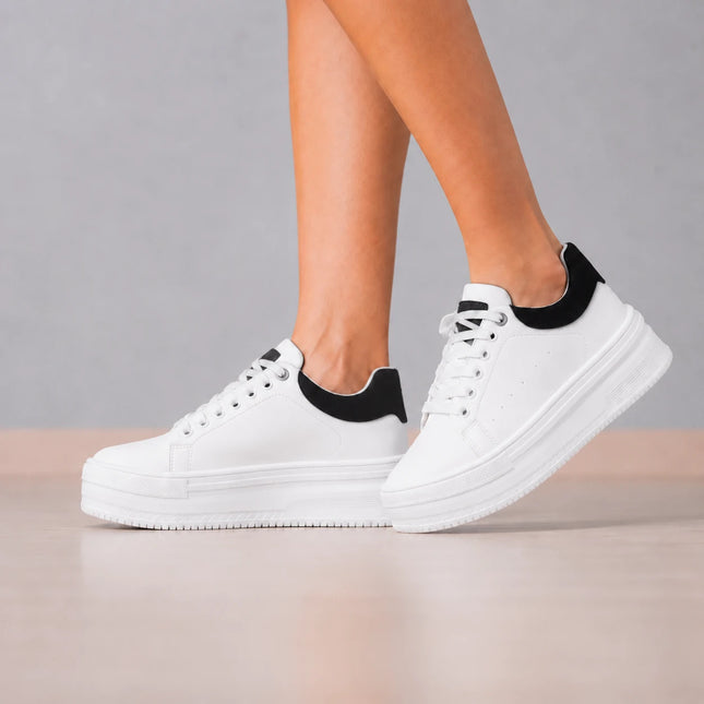 Zapatillas Urbanas Mujer Barein - Blanco Con Negro
