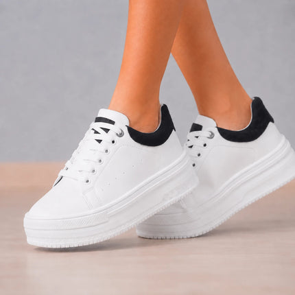 Zapatillas Urbanas Mujer Barein - Blanco Con Negro