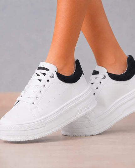 Zapatillas Urbanas Mujer Barein - Blanco Con Negro