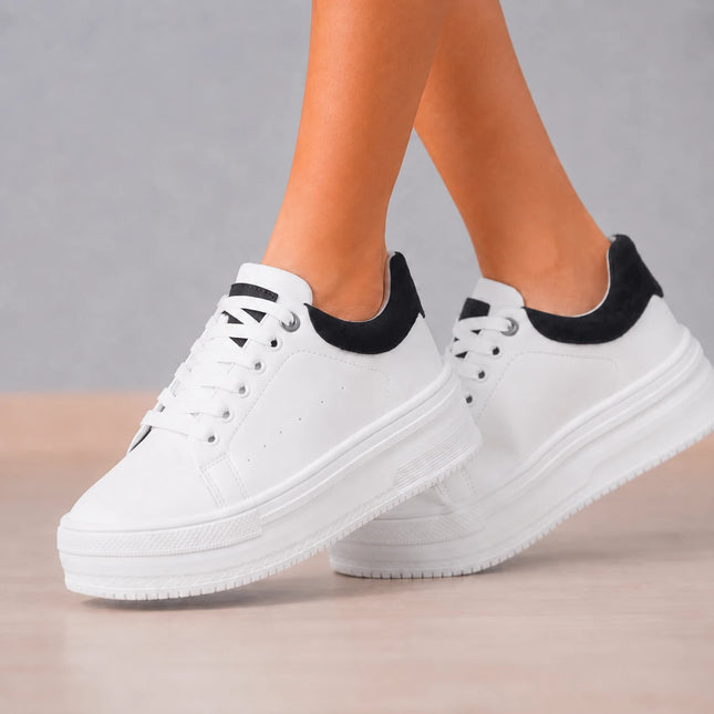 Zapatillas Urbanas Mujer Barein - Blanco Con Negro