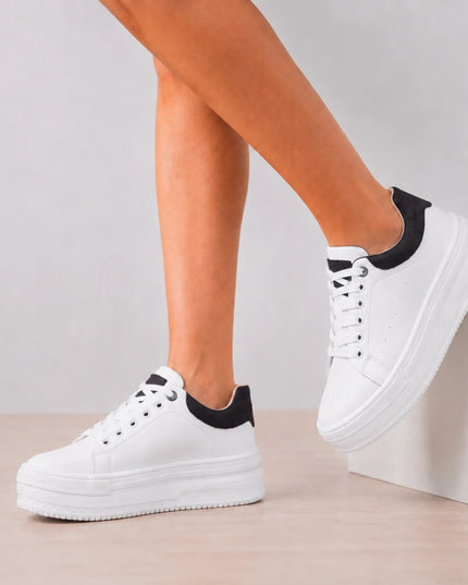 Zapatillas Urbanas Mujer Barein - Blanco Con Negro