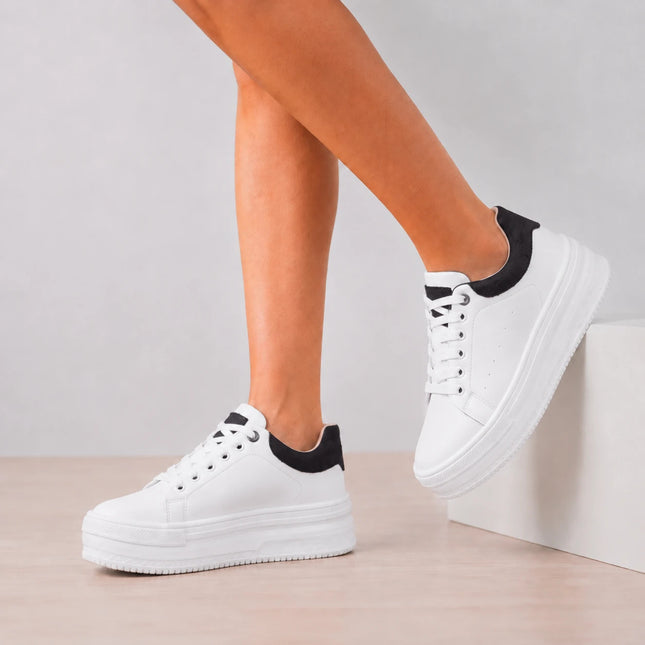 Zapatillas Urbanas Mujer Barein - Blanco Con Negro