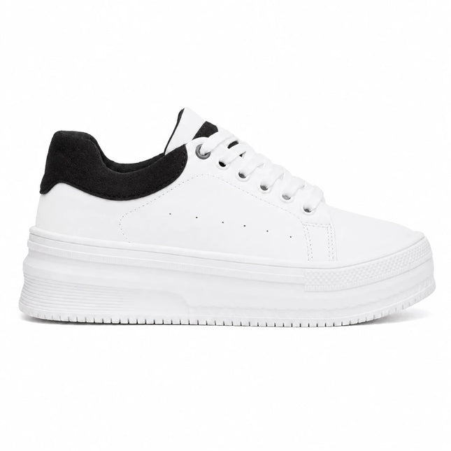 Zapatillas Urbanas Mujer Barein - Blanco Con Negro