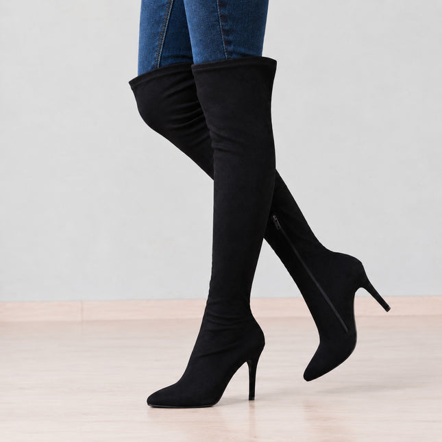Botas Mujer Bonjour - Negro Gamuza