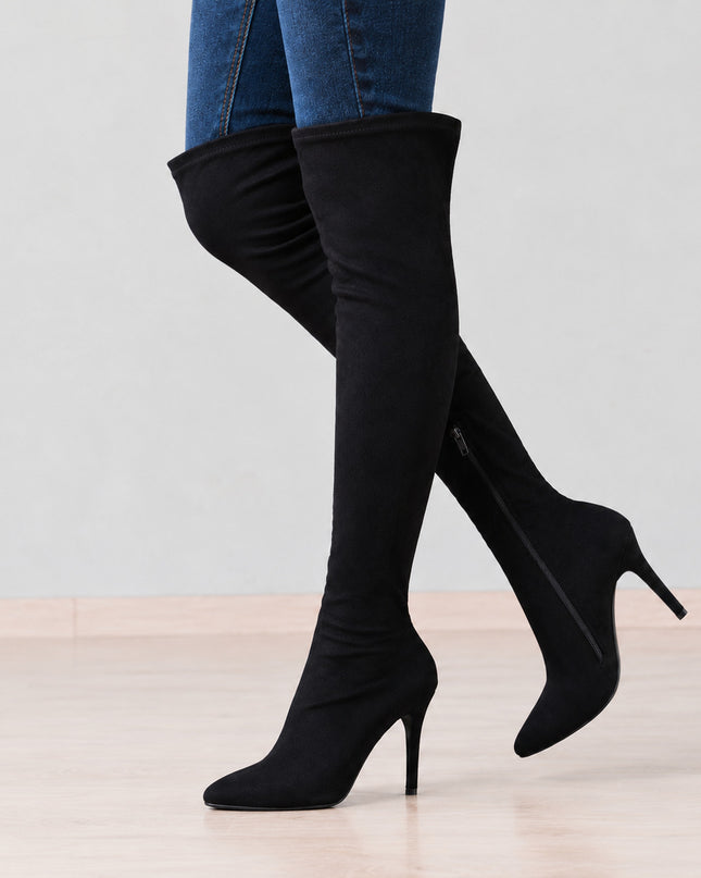 Botas Mujer Bonjour - Negro Gamuza