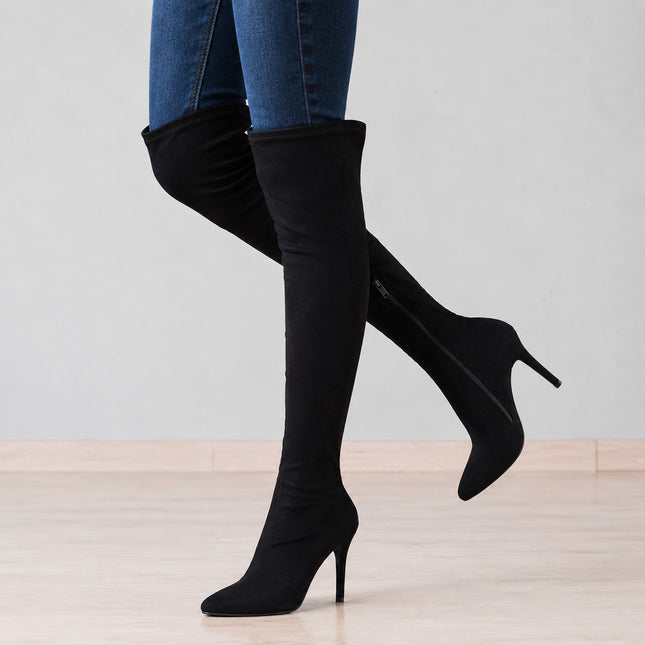 Botas Mujer Bonjour - Negro Gamuza