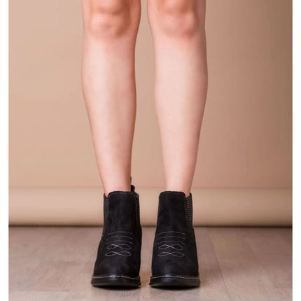 Botas Mujer Texana - Negro Gamuza