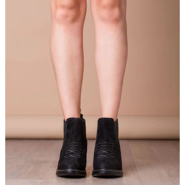 Botas Mujer Texana - Negro Gamuza