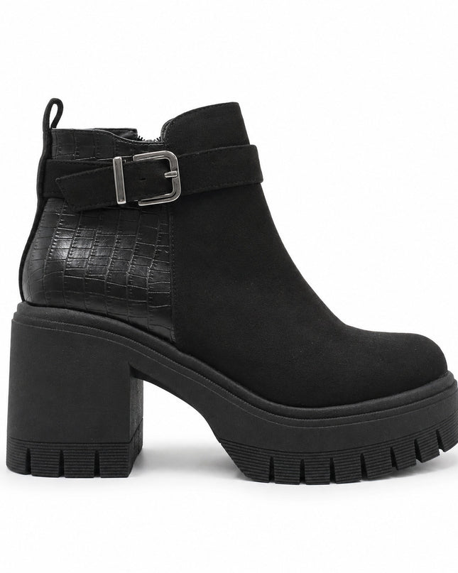 Botines Mujer Kaliro - Negro Gamuza