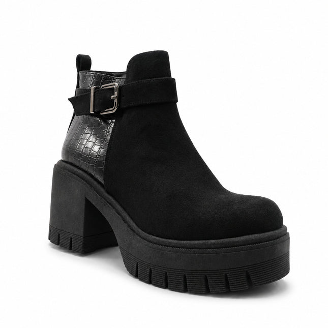 Botines Mujer Kaliro - Negro Gamuza