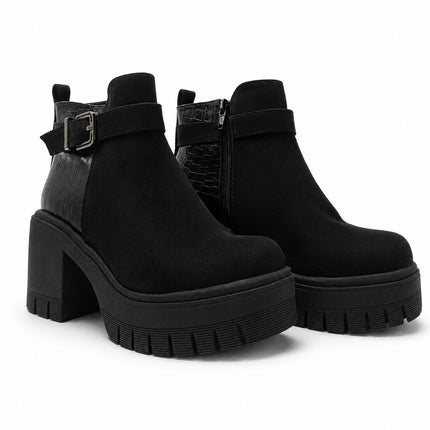 Botines Mujer Kaliro - Negro Gamuza