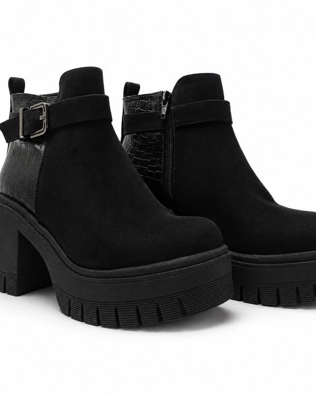 Botines Mujer Kaliro - Negro Gamuza
