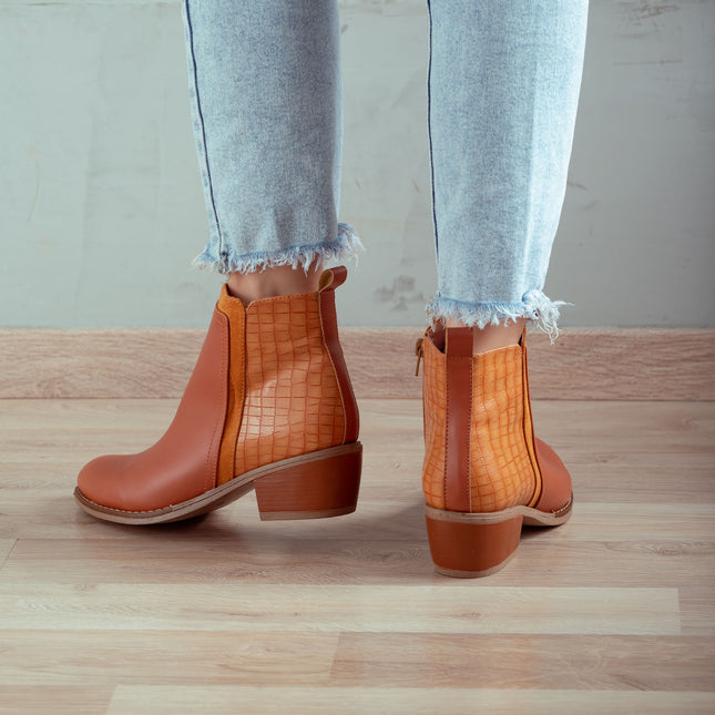Botines Mujer Nesebar - Camel Serpiente