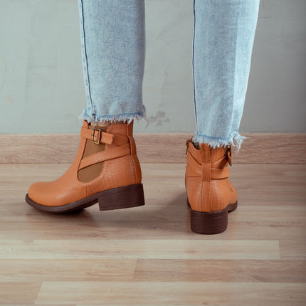 Botines Mujer Silven - Camel Serpiente