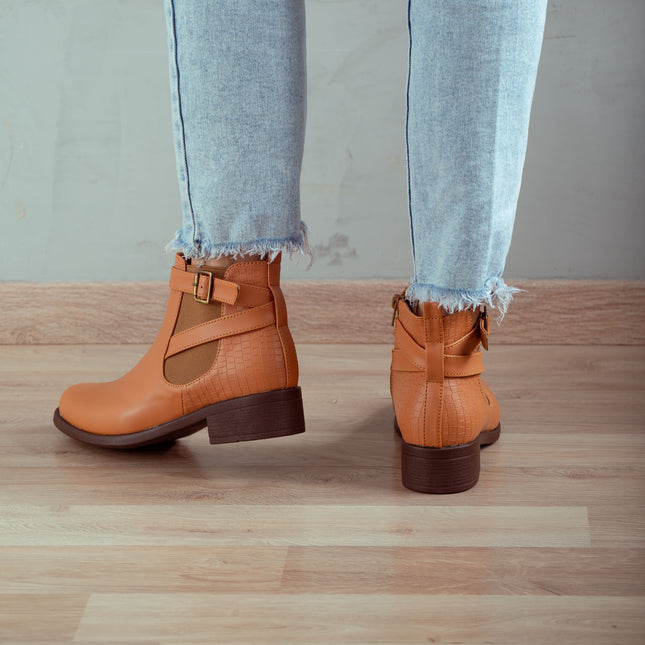 Botines Mujer Silven - Camel Serpiente