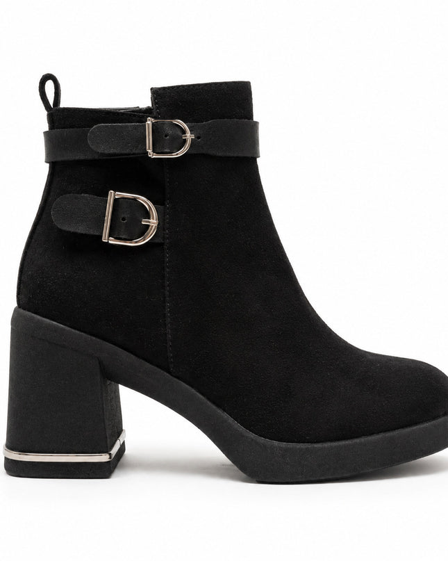 Botines Mujer Yamy - Negro Gamuza
