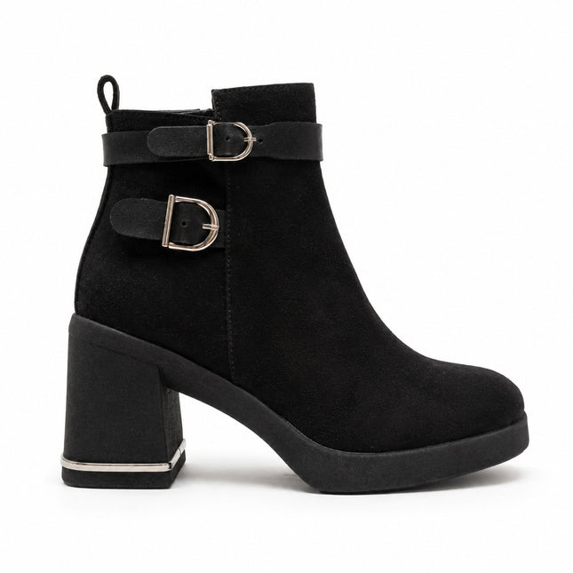 Botines Mujer Yamy - Negro Gamuza