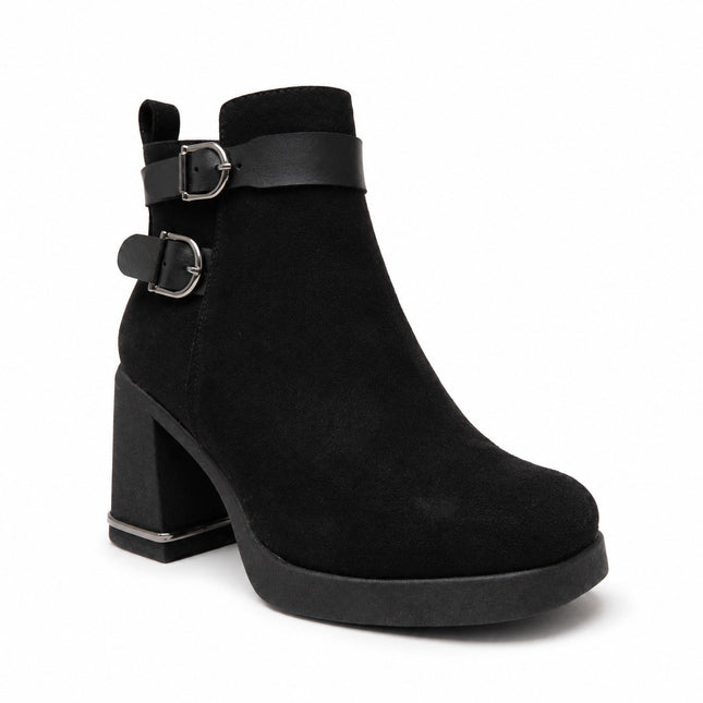 Botines Mujer Yamy - Negro Gamuza