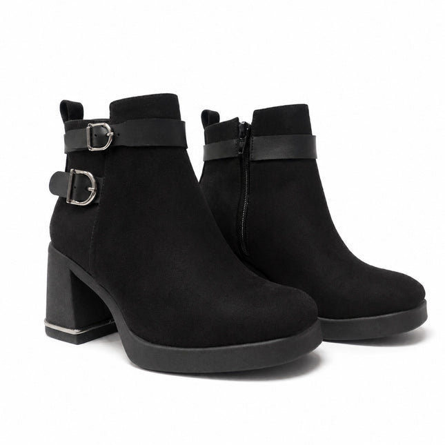 Botines Mujer Yamy - Negro Gamuza
