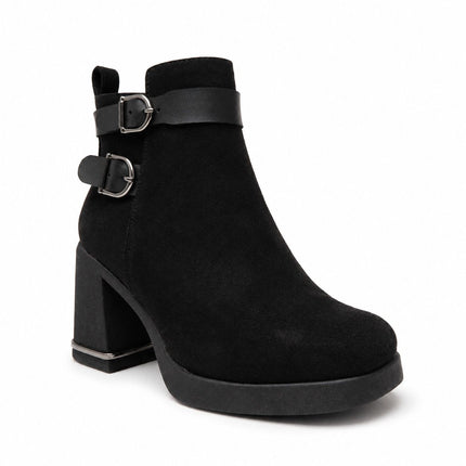 Botines Mujer Yamy - Negro Gamuza
