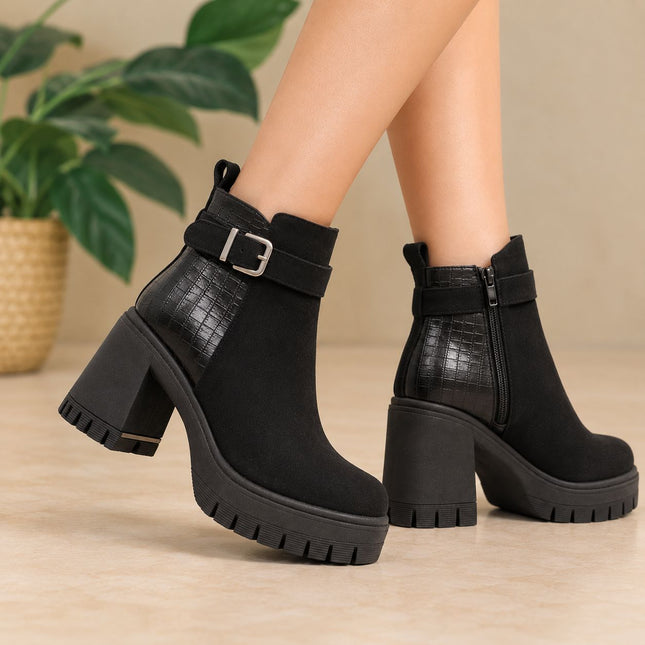 Botines Mujer Kaliro - Negro Gamuza