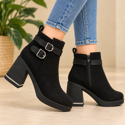 Botines Mujer Yamy - Negro Gamuza