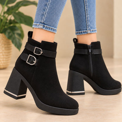 Botines Mujer Yamy - Negro Gamuza