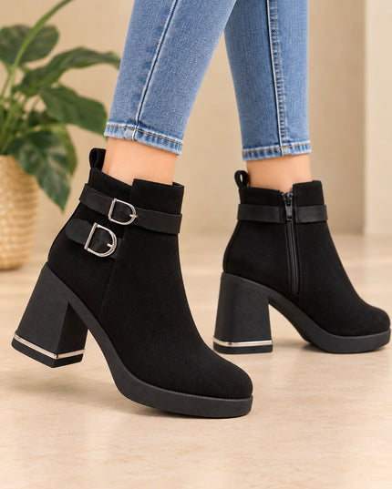 Botines Mujer Yamy - Negro Gamuza