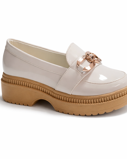 Mocasines Mujer Steelex - Hueso Charol 2