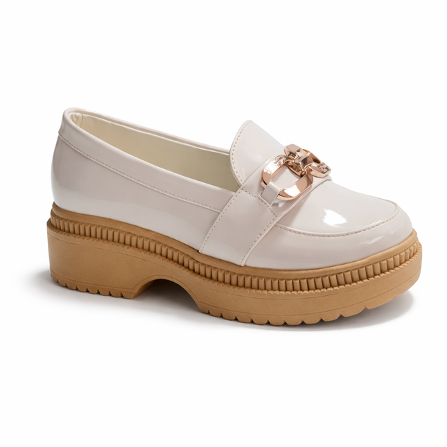 Mocasines Mujer Steelex - Hueso Charol 2